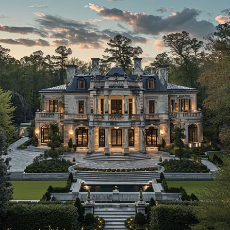 Small Royal House, Rich Houses, House Claims, Dream House Layout, Vintage Mansion, French Mansion, Grand Mansion, Mansion Aesthetic, French Country Exterior