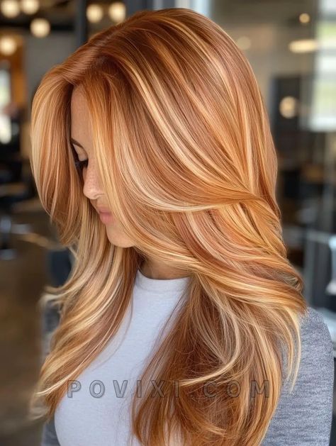 37 Hair Dye Ideas 2024: Unique Colors for Brunettes and Blondes, Black Women, Curly and Short Hair Copper And Blonde Highlights, Copper And Blonde, Short Copper Hair, Copper Blonde Hair Color, Copper Blonde Hair, Red Hair With Highlights, Colors For Brunettes, Colors For Black Women, Fall Blonde Hair