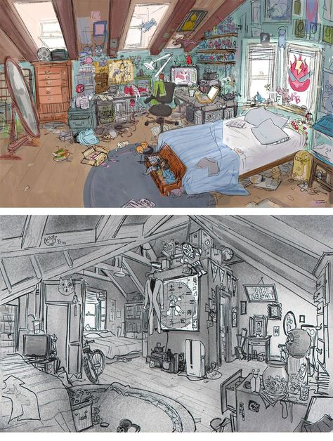 Mais artes do filme Big Hero 6, da Disney | THECAB - The Concept Art Blog Bedroom Concept Art, Scott Watanabe, Interior Concept Art, Bg Design, Disney Concept Art, Level Design, Hero 6, Big Hero 6, Animation Background