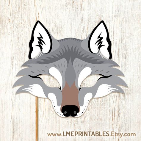 Gray Wolf Mask Printable Halloween Costume Woodland Party - Etsy Wolf Party Ideas For Kids, Woodland Halloween, Husky Birthday, Diy Party Photo Booth, Halloween Birthday Decorations, Printable Halloween Masks, Printable Animal Masks, 4de Verjaardag, Photo Booth Props Birthday