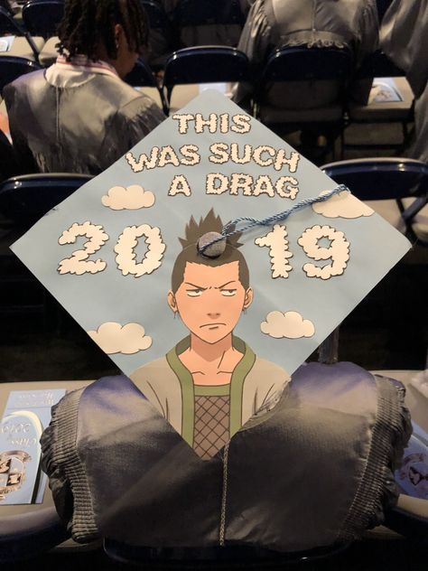 Graduation Cap Cartoon Designs, Graduation Cap Designs Naruto, Naruto Graduation Cap Ideas, Anime Cap Ideas For Graduation, Anime Themed Graduation Caps, Graduation Cap Anime Designs, Hxh Graduation Cap, Anime Cap Decoration Graduation, Cap Decoration Graduation Anime