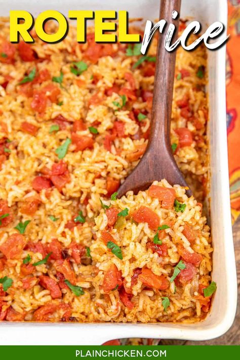 Rotel Rice, Rice Dishes Recipes, Rotel Recipes, Rice Side Dish Recipes, Mexican Rice Recipes, Rice Side, Rice Side Dishes, Easy Rice Recipes, Green Chiles