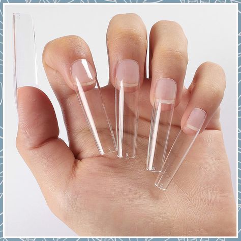 Wellquinn XXL Square Nail Tips 360PCS Full Cover No C Curve Press on Squoval Nails Clear Extra Long Fake Straight Tapered Squ Flat Nail Beds, Curve Nails, Square Nail Tips, Clear Gel Nails, Square Gel Nails, Remove Acrylic Nails, Clear Acrylic Nails, Tapered Square Nails, Acrylic Tips