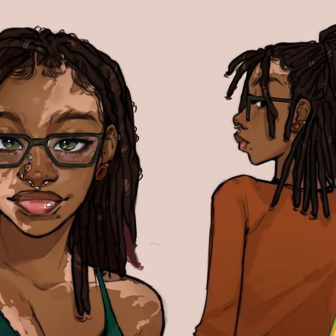 Potato Zay on Instagram: "Haven’t drawn Pepper in a while, here she is though!🍂🌿 - - - - #art #artist #drawing #digitalart #ipadpro #procreate #oc #ocart #explorepage #explore" Drawing Locs Natural Hair Art, Potato Zay, How To Draw Locs, Black Woman Art Drawings, Black Women Drawings, Black People Drawings, Dreadhead Art, Black Oc Art, Locs Drawing