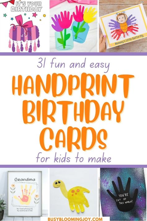 Handprint Birthday Card, Dad Birthday Craft, Diy Birthday Cards For Dad, Cards For Kids To Make, Birthday Cards For Kids, Happy Birthday Crafts, Grandpa Birthday Card, Birthday Cards To Print