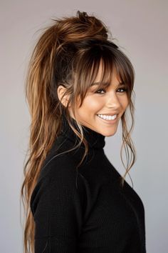 2. Fashion: #fashion, #style, #outfitinspiration, #beauty Long Hair With Bangs And Layers, Intricate Hairstyles, Pony Hairstyles, Bangs Hairstyles, Natural Gray Hair, Mom Hairstyles, Dope Hairstyles, Long Hair With Bangs, Bun Hairstyles For Long Hair