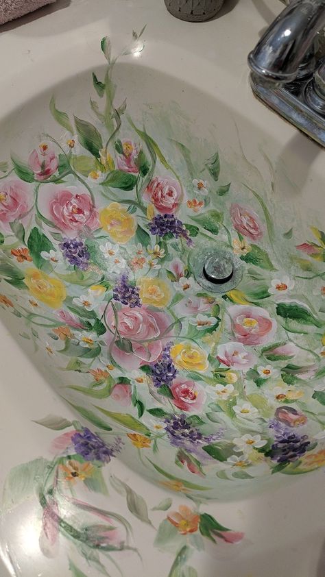 Hand painted sink Painted Sink, Hand Painted, Tableware