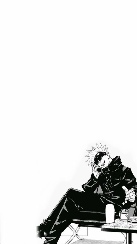 Jujustu Kaisen Black And White, Gojo Wallpaper Black And White, Gojo Satoru Wallpaper Black And White, Gojo White Background, Jjk Black And White Wallpaper, Jjk Phone Theme, Gojo Satoru Wallpaper Manga, Gojo Satoru Manga Wallpaper, Jjk Aesthetic Wallpaper