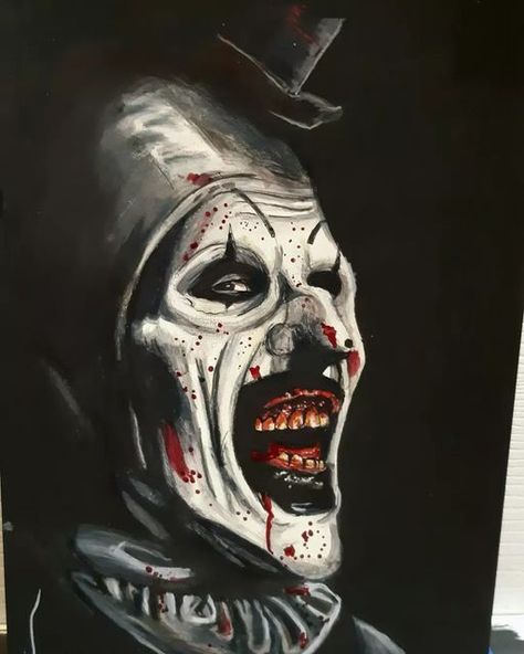 Steve McGinnis on Instagram: "Finishing up the 3rd Terrifier sketch cover #terrifier #arttheclown #terrifiermovie #artwashere #acrylicpainting #prismacolorpencil #terrifiergraphicnovel @damien_leone @davidhowardthornton" Terrifier Tattoo Stencil, Art The Clown Drawing, Art Terrifier Tattoo, Terrifier Drawing, Terrifier Painting Easy, Damien Leone, Terrifier Tattoo, Terrifier Sketch, Horror Movie Acrylic Painting