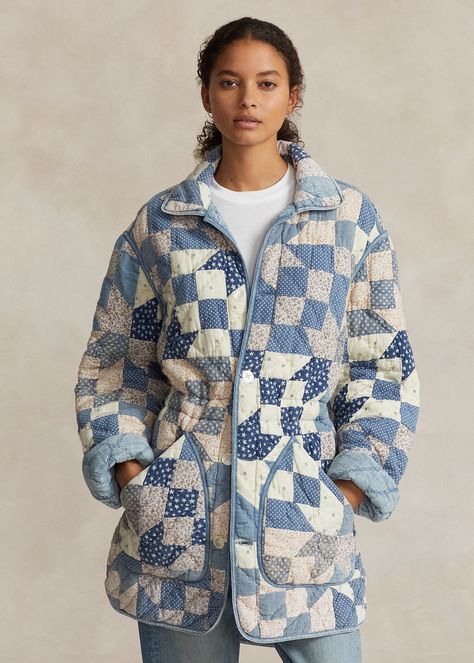 Reversible Quilt Patchwork-Motif Jacket for Women | Ralph Lauren® UK Ralph Lauren Patchwork, Quilted Patchwork, Chambray Fabric, Patchwork Jacket, Womens Parka, Reversible Quilt, Spring Jackets, Fashion People, Denim Patchwork