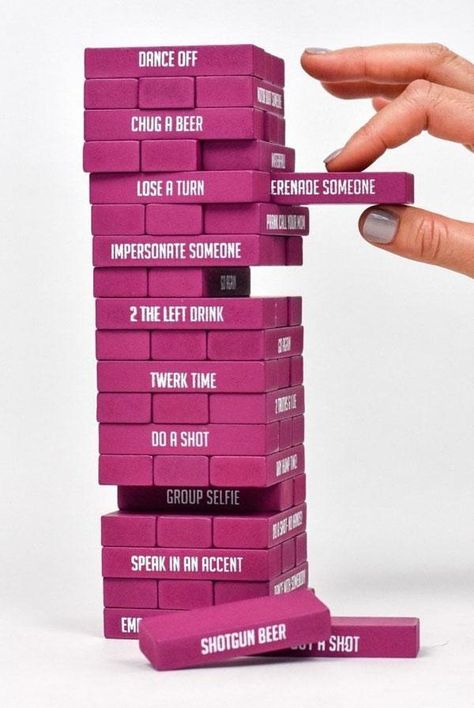 Bachelorette Jenga, Harry Potter Party Games, Girls Night Games, Bachelorette Party Activities, Jenga Game, Fourth Of July Crafts For Kids, Prank Calls, Wine Gift Baskets, Bachelorette Party Games