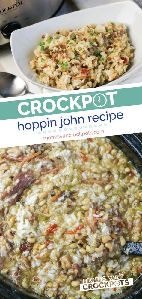 Instapot Black Eyed Peas, Crockpot Hoppin John, Black Eyed Peas And Rice, Hoppin John Recipe, Peas And Rice, Peas Rice, Rice And Veggies, Hoppin John, Best Crockpot Recipes