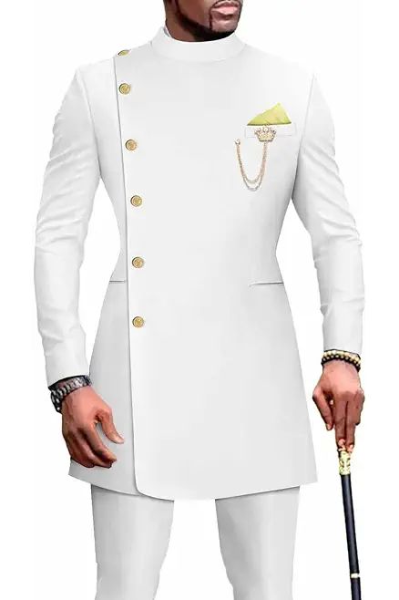 Amazon.co.uk : male outfits White And Gold Outfits Men, Africa Wear For Men, Male African Wear Styles, Designer Shirts For Men Fashion, Male Kaftan Styles, African Male Fashion, White Wedding Suits For Men, African Costume, African Male Suits