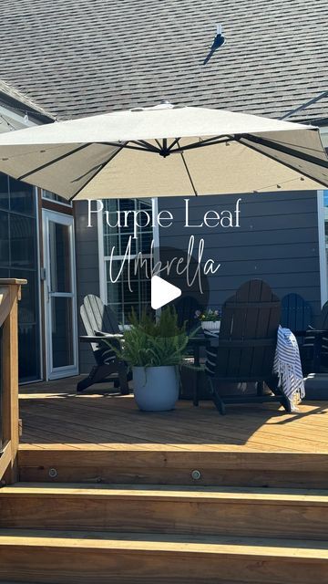 Sherri Middleton on Instagram: "💜Purple Leaf Patio Umbrella!! Comment SHOP for a link sent to your DM.  After our deck was completed last summer, we quickly realized the need for some shade. @purpleleafgarden gifted me this amazing cantilever umbrella.  It is the 10ft square in light grey. There are 6 height adjustments and a 360° rotation. Opening and closing the umbrella is so easy and effortless. Purple Leaf has many sizes and colors to choose from.   This beautiful umbrella will make activities on the deck so much better. We are summer ready!!🙌🏻  ✨You can also find the link to shop in my LTK. Screenshot and tap this link https://liketk.it/4C4Yy  ✨Use code: “R8KGK73F” for 5% off through 4/11/24.  #purpleleaf #umbrella #outdoorfurniture  #amazonfinds #patioliving #deckliving   Patio D Cantilever Umbrella Patio Ideas, Patio With Umbrella Ideas, Deck Umbrella Ideas, Outdoor Umbrella Ideas, Patio Umbrella Ideas, Umbrella For Patio, Plastic Patio Chairs, Beautiful Umbrella, Best Patio Umbrella