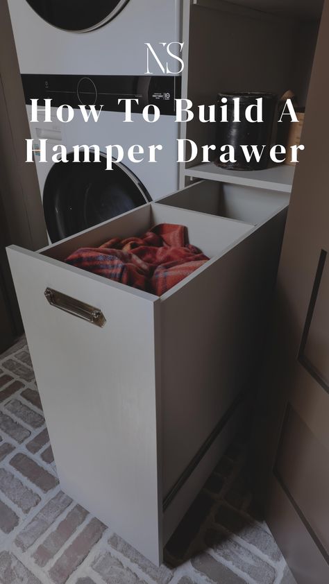 Build In Laundry Basket, Diy Linen Closet In Bathroom, Pull Out Hamper Cabinet Laundry Baskets, Laundry Room Hidden Hamper, Hamper Between Washer And Dryer, Laundry Hamper Pull Out Cabinet, Laundry Hamper In Closet Ideas, Diy Pull Out Laundry Cabinet, Sliding Laundry Baskets