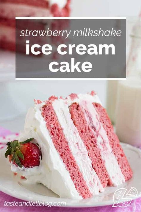 Fudge Ice Cream Cake, Milkshake Ice Cream, Best Ice Cream Cake, Cheesecake Brownie Bars, Diy Ice Cream Cake, Mini Bundt Cakes Recipes, Strawberry Ice Cream Cake, Strawberry Cake Filling, Fun Ice Cream