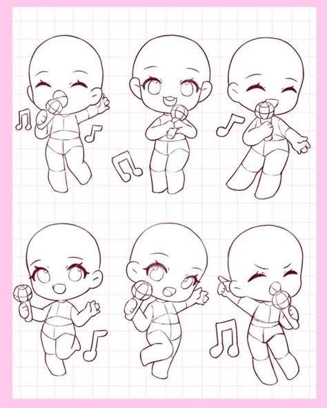 Drawing Refs, Body Chibi, Poses Chibi, Chibi Poses, Draw Chibi, V Chibi, Chibi Body, Chibi Sketch, Draw Cartoon