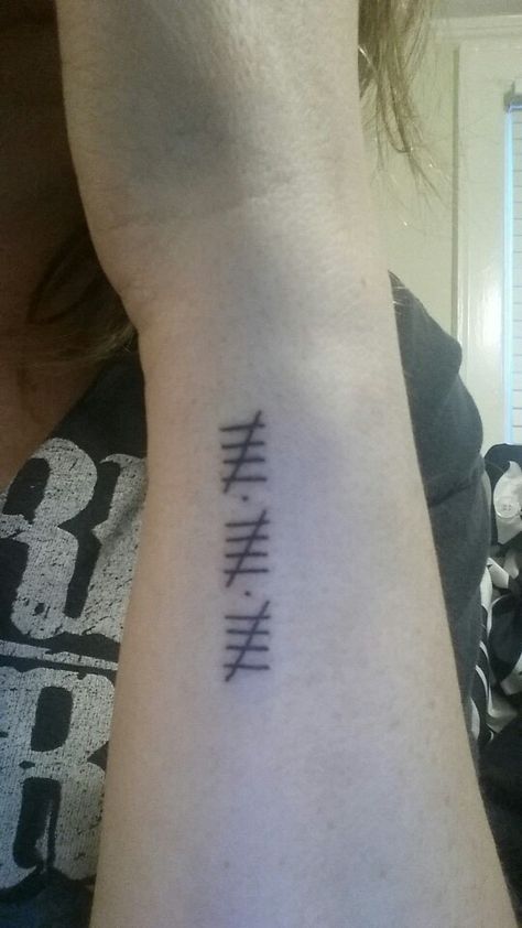 Tally marks tattoo Want one on the back of my neck and I want it to resemble the date I get married. Tally Mark Tattoo, Tally Tattoo, Neck Quotes, Tattoo Back Of Neck, Piercing Inspiration, Mark Tattoo, Tattoo Practice, Tattoo Back, Family Tattoo