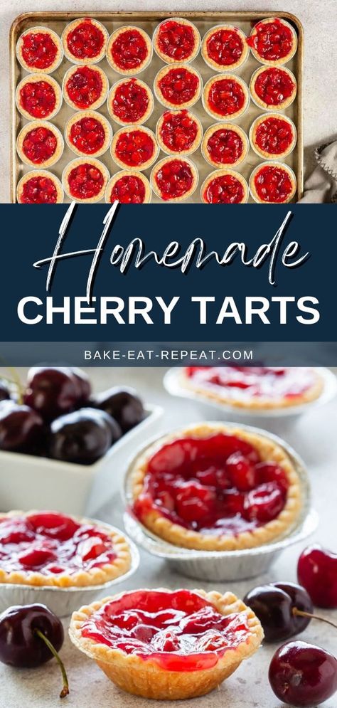 Homemade Cherry Tarts are a quicker and easier version of cherry pie. The cherries can be fresh or frozen, and you don’t need to thaw them first, as they are cooked down into a sauce before putting them in the tart shells. I usually use sour cherries for these tarts, but you can use sweet cherries instead if you prefer. Sour Cherry Tart, Cherry Tarts Easy, Cherry Pie Tarts, Recipes With Frozen Cherries, Fresh Cherry Recipes Easy, Cherry Tarts Recipe, Frozen Cherry Recipes, Tart Cherry Pie Recipe, Cherry Recipes Easy