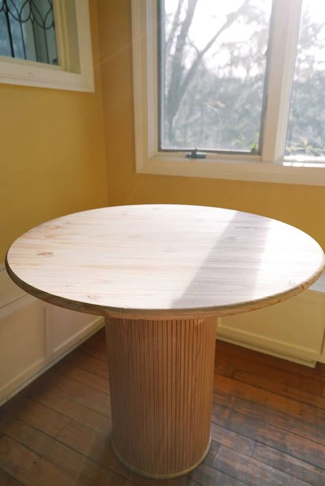 How to make a DIY round kitchen table today - If Only April Round Bar Table Ideas, Diy Circle Kitchen Table, How To Make A Round Dining Table, Diy Round Wood Dining Table, Diy Round Breakfast Table, How To Build A Round Table, Diy Fluted Kitchen Table, Diy Round Wood Table, Diy Outdoor Pedestal Table