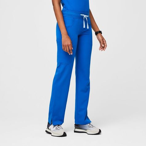 Women's Kade Cargo Scrub Pants - Royal Blue · FIGS Royal Blue Scrubs, Maternity Scrubs, Cargo Scrub Pants, Yoga Apparel, Trouser Pocket, Scrub Pants, Embroidered Flowers, Fig, Scrubs