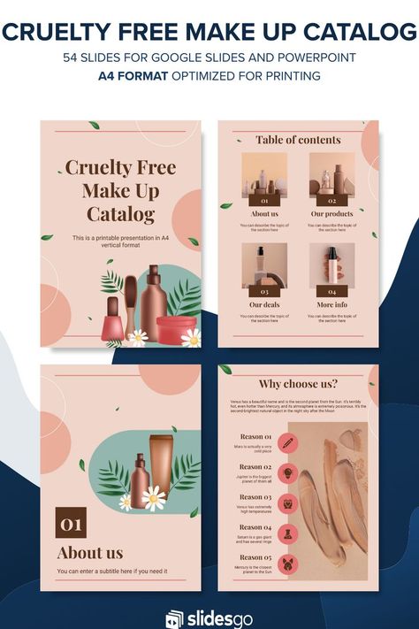 Cruelty Free Make Up Catalog Makeup Catalog, Product Catalog Template, 3d Presentation, Power Point Template, New Catalogue, Google Slides Themes, Cruelty Free Makeup, Catalog Design, Free Makeup