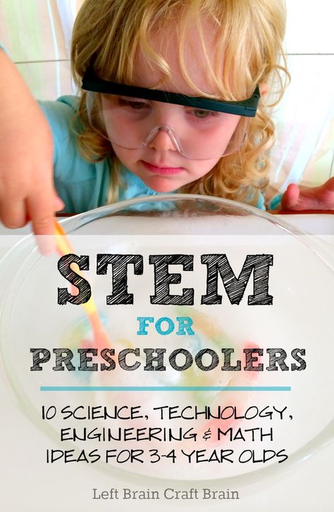 These science and math activities for Pre-K are sure to get your young learners excited to learn! (via Left Brain Craft Brain) Stem For Preschoolers, Stem Preschool, Stem Activities Preschool, Science Technology Engineering Math, Preschool Stem, Stem Ideas, Stem Kits, Steam Activities, 5 Senses