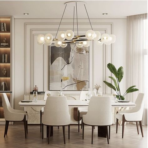 Room Panelling, Classy Dining Room, Captivating Aesthetic, Neutral Dining Room, Modern Penthouse, Luxurious Dining Room, Contemporary Dining Room, Design Apartment, Sideboard Designs