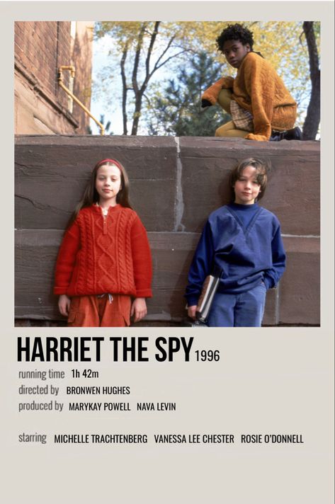 minimal polaroid movie poster for harriet the spy 90s Kids Movies, Media Recommendations, Nerd Movies, Polaroid Movie Poster, Harriet The Spy, Movie Character Posters, What I Like About You, Polaroid Posters, Childhood Memories 90s