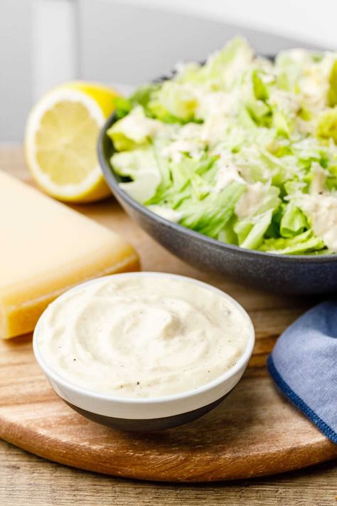 Keto Caesar Dressing Creamy Ceasar Dressing, Creamy Caesar Dressing, Keto Salad Dressing, Caesar Dressing Recipe, Recipes With Parmesan Cheese, Delicious Salad Dressings, Creamy Salad Dressing, Caesar Salad Dressing, Low Carb Fruit