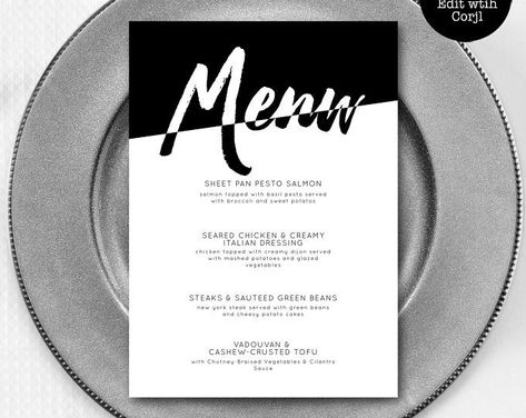 Black and White Themed Party | Dinner Menu Italian Dressing Chicken, Carnival Birthday Invitations, White Party Theme, Gold Glitter Party, Enchanted Party, Carnival Invitations, Sauteed Green Beans, Adult Party Themes, Safari Baby Shower Invitations