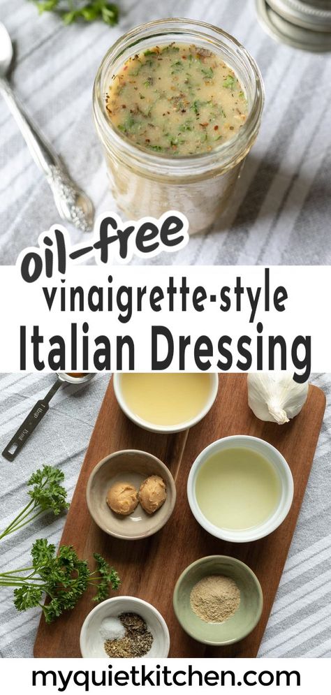 Oil Free Vinaigrette, Non Oil Salad Dressing, Oil Free Salt Free Salad Dressing, No Oil Vegan Dressing, Healthy Salad Dressing No Oil, Oil Free Italian Dressing Vegan, Low Fat Vinaigrette Recipe, Noom Salad Dressing Recipe, Oil Free Salad Dressing Vegan