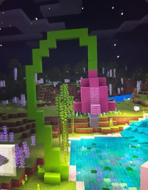 Llama Sanctuary Minecraft, Minecraft Flamingo Build, Pink Mushroom Minecraft, Minecraft Sky Decorations, Cute Nether Portal Design Minecraft, Mincraft Cute Builds, Tiny Minecraft Building Ideas, Cute Minecraft Fairy Builds, Side Of Mountain Minecraft Build