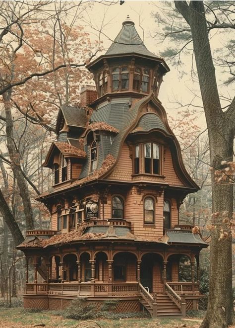 Weird Houses, Cottage Architecture, Fairytale Houses, Old Victorian Homes, Fairytale House, Creepy Houses, Old Abandoned Houses, Unusual Homes, Victorian Mansions