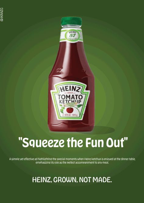 "Get ready to elevate your brand game with this iconic Heinz Ketchup poster design! As a graphic designer, you'll love the bold typography and vibrant color palette that screams retro-chic. The distressed texture adds a touch of nostalgia, while the central placement of the logo ensures maximum visibility. Perfect for a nostalgic foodie or condiment enthusiast, this design is sure to spark conversations and add a pop of personality to any room. Pin it now and get ready to make a statement!" Ketchup Poster, Heinz 57, Effective Ads, Heinz Ketchup, Heinz Tomato Ketchup, Distressed Texture, Tomato Ketchup, Bold Typography, Food Poster