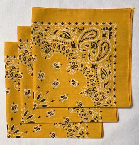 Gold Paisley Bandanas - Made In The USA (3 Pk) 22" x 22" Burlap Napkins, Colored Burlap, Lame Fabric, Lace Bag, Gold Paisley, Monks Cloth, Burlap Bags, Jute Tote Bags, Ticking Fabric