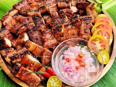 Inihaw na Liempo Pork Liempo Recipe, Liempo Recipe, Grilled Pork Belly, Pork Belly Slices, Pork Belly Recipes, Marinated Pork, Filipino Dishes, Oyster Sauce, Grilled Pork