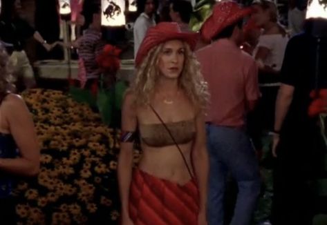 Carrie Bradshaw Pink, Pink Cowboy Hat, Pink Cowboy, Halloween Inspo, Carrie Bradshaw, Birthday Bash, Cowboy Hat, Tie Dye Skirt, Movies And Tv Shows