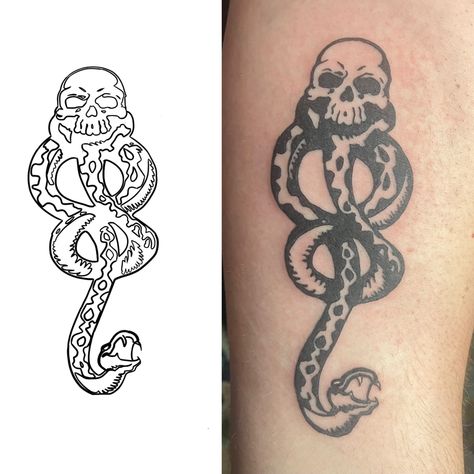 Dark Mark Tattoo, Harry Potter Dark Mark, Tattoo Harry Potter, Dark Mark Tattoos, Potter Tattoo, Mark Tattoo, Cozy Hygge, Harry Potter Tattoos, Harry Potter Tattoo