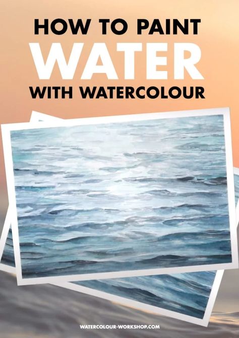 How To Paint Water With Watercolour - Watercolour Workshop Watercolor Simple Paintings, Watercolour Step By Step, How To Paint Water, Watercolour Beach, Night Watercolor, Watercolour Tutorial, Watercolour Techniques, Watercolour Cards, Watercolor Wave