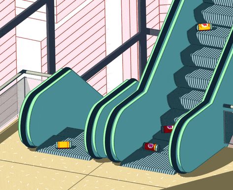 geoffroy de crecy - Empty places. Loops / Illustration & Animation. Loop Gif, Adobe Animate, Motion Design Animation, Empty Spaces, Retro Humor, Moving Image, Animation Background, Animated Images, 2d Animation