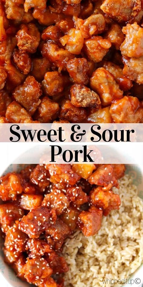 Chinese Pork Recipes, Sweet N Sour Pork Recipe, Sweet Sour Pork, Homemade Chinese Food, Pork Recipes For Dinner, Pork Recipes Easy, Chinese Cooking Recipes, Pork Dinner, Easy Chinese Recipes