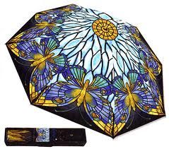 blue butterflies Tiffany lamp Umbrella Painting, Umbrella Girl, Colorful Umbrellas, Fashion Umbrella, Umbrella Art, Tiffany Stained Glass, Umbrella Designs, Under My Umbrella, Singing In The Rain