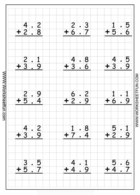 Decimal Addition – Regrouping - 5 Worksheets Subtracting Decimals Worksheet, Subtraction With Regrouping Worksheets, Decimals Addition, Decimal Numbers, Regrouping Subtraction, Handwriting Worksheet, Adding Decimals, Math Decimals, Lego Coloring