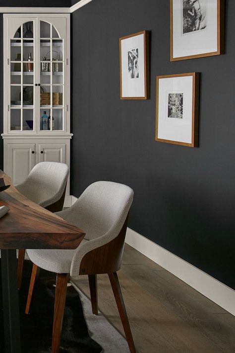 Give your space a touch of elevated comfort with this modern, sleek gray. Broadway PPU18-20, is a safe and resilient color perfect for your home. Click below to see more. #BEHRTrends2021 Broadway By Behr, Behr Broadway Paint, Broadway Behr Paint, Behr Broadway, Dark Gray Accent Wall Living Room, Dark Grey Paint Colors, Gray Room Paint, Grey Accent Wall Living Room, Grey Wall Paint