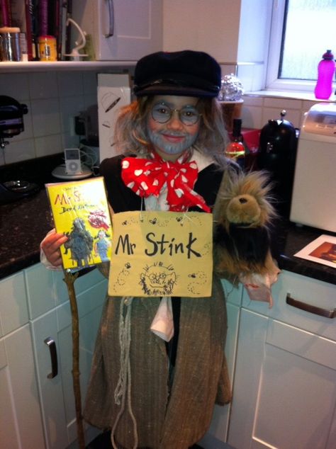 Mr Stink costume for World Book Day David Walliams Book Day Costumes, Roahl Dahl, Roald Dahl Costumes, David Walliams Books, Character Day Ideas, Ronald Dahl, Storybook Character Costumes, Book Characters Dress Up, World Book Day Ideas