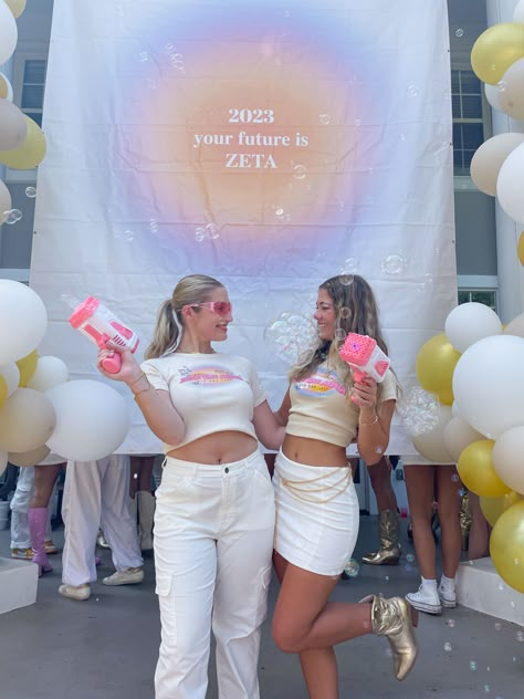 The Future Is Sorority Theme, Adpi Spirit Week, Creative Bid Day Themes, Spirit Week Ideas Sorority, Bud Day Themes Sorority, Panhellenic Recruitment Themes, Sorority Spirit Week, Sorority Recruitment Outfits Preference, Sorority Work Week Themes