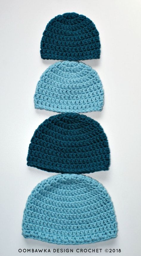 This Simple Double Crochet Hat Pattern is worked in rounds, from the top-down. You will need Medium Weight Yarn [4] and a 5.50 mm (I) crochet hook for this project. This easy crochet beanie pattern is available for free in my post below and includes all published sizes, from baby to adult large. Double Crochet Hat Pattern, Double Crochet Hat, Basic Crochet Hat, Beanie Hat Crochet Pattern, Slouchy Hat Crochet Pattern, Modern Haken, Beanie Pattern Free, Crochet Hat Patterns, Easy Crochet Hat Patterns