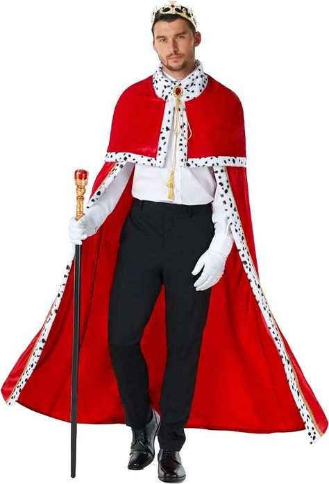 King Of Hearts Costume, Cape Men, Royal Cloak, King Cape, Gold King Crown, Themed Nights, Royal Cape, African Photography, King And Queen Crowns