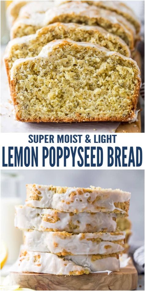 Topped with a sweet glaze, this easy lemon poppy seed bread is made with healthy ingredients - every slice is super moist, naturally sweet, bursting with lemon flavor and perfectly zesty. #lemonbread #lemonpoppyseed #breadrecipes #breakfastidea Lemon Poppyseed Loaf, Lemon Poppy Seed Loaf, Lemon Poppy Seed Bread, Seeded Bread Recipes, Poppy Seed Bread, Christmas Cookie Recipes Holiday, Lemon Poppyseed Bread, Sweet Glaze, Lemon Poppyseed Cake